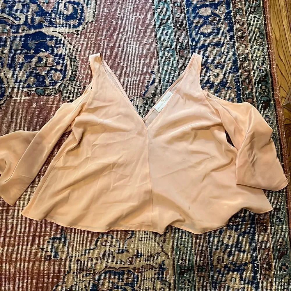 Amanda Uprichard silk peach cold shoulder top